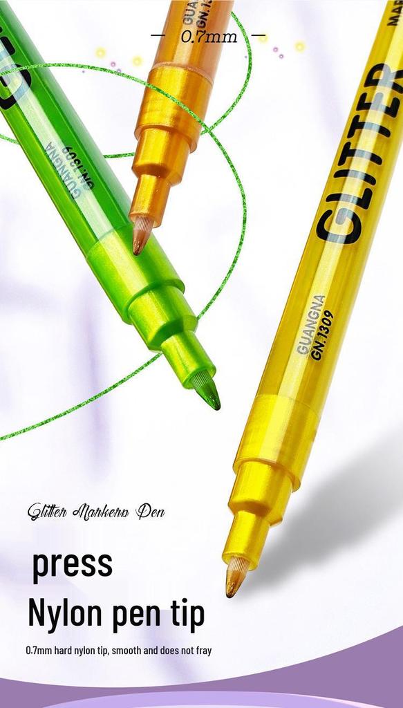 GuangNa® 24er-Set Acryl-Glitzermarker – 1,0 mm Feine Spitze