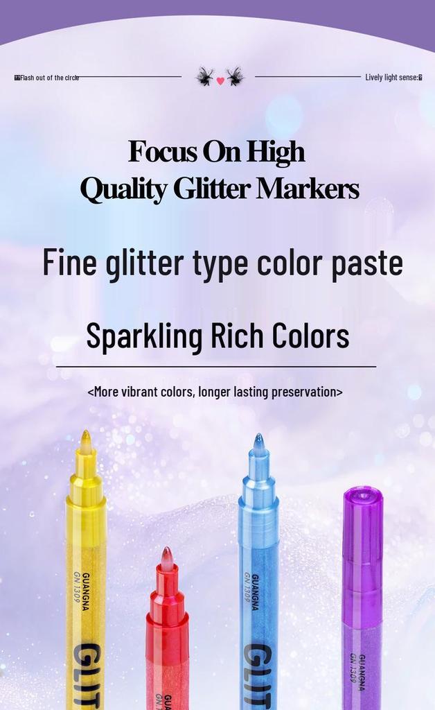 GuangNa® 24er-Set Acryl-Glitzermarker – 1,0 mm Feine Spitze